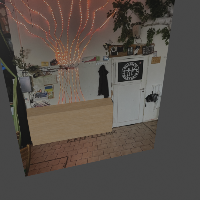 a render of a hip high box made of wood under the LED installation